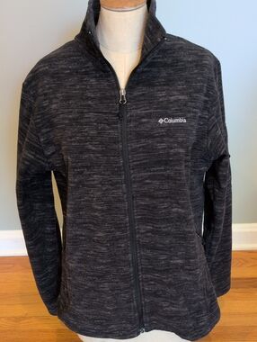 Columbia Full-Zip Fast Trek Heathered Black Gray Jacket Large